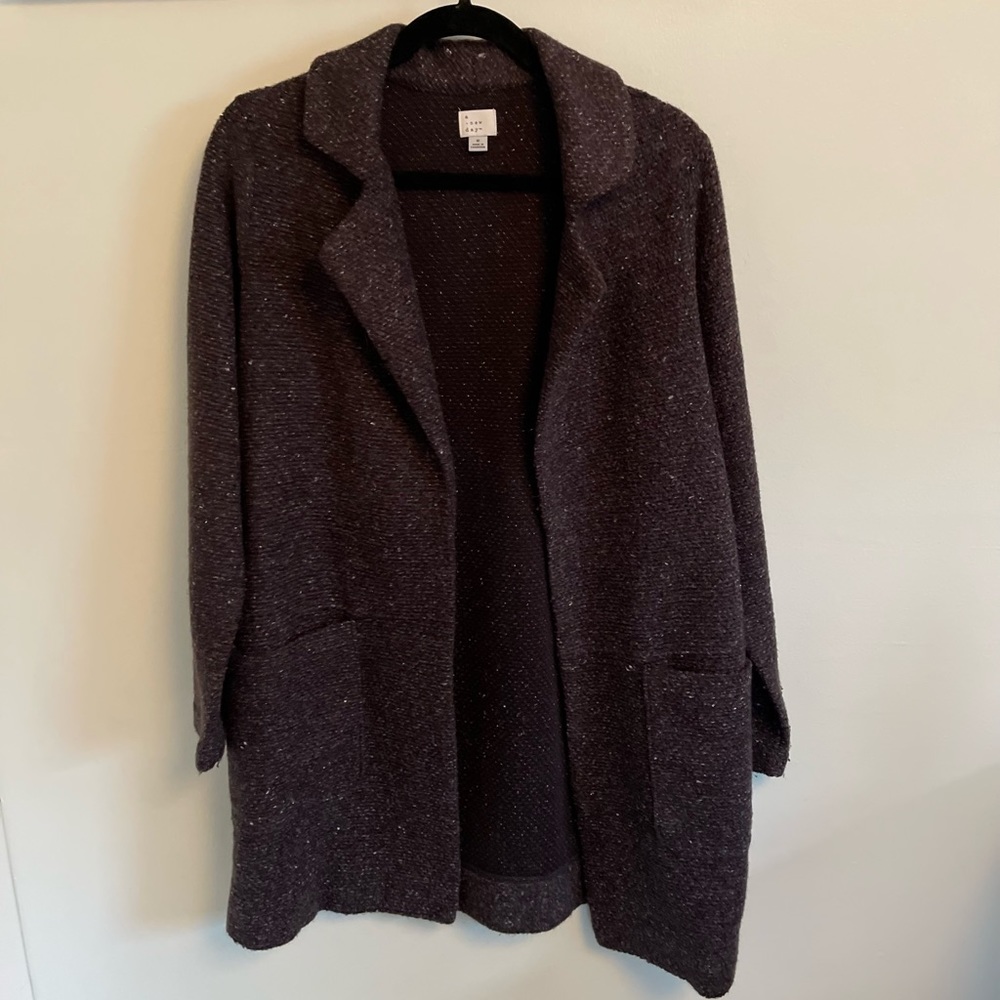 Dark brown marled open cardigan blazer sweater! 🤎